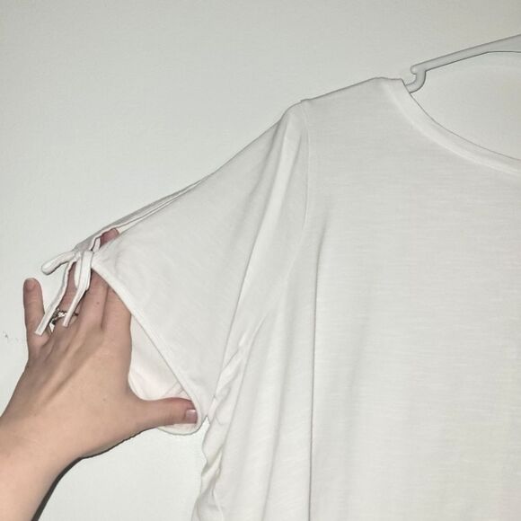 Talbots White Peekaboo Sleeve T-Shirt 2X - Picture 2 of 9